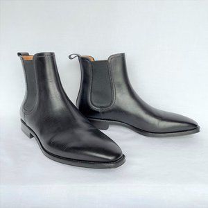 Santoni Black Chelsea Italian Leather Boots